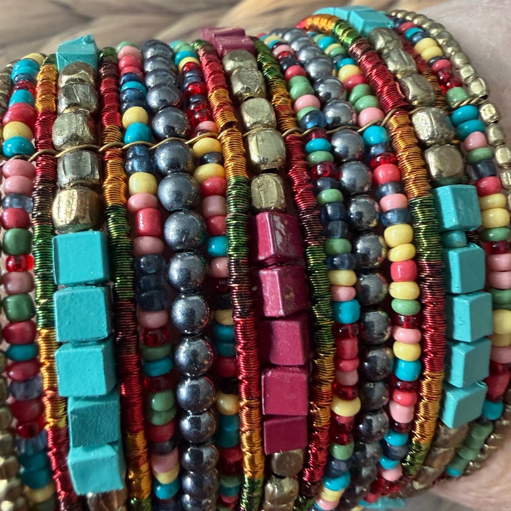 Handcrafted Multicolor Beaded Wrap Bracelet - Colorful Stack